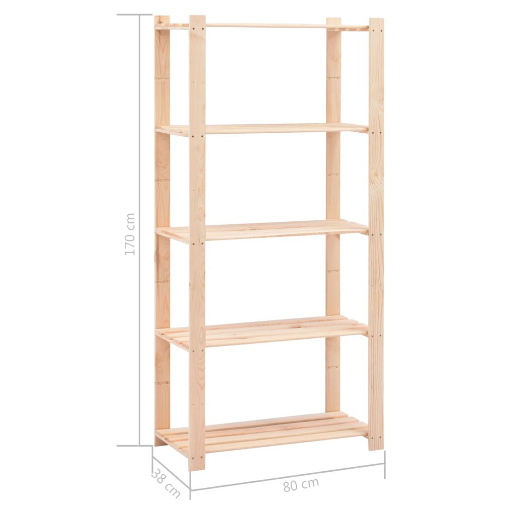 vidaXL Scaffali a 5 Livelli 10 pz 80x38x170 cm in Massello Pino 250kg