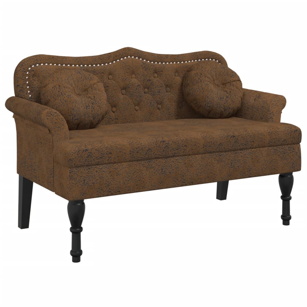 vidaXL Panca con Cuscini Marrone 120,5x65x75 cm in Scamosciato