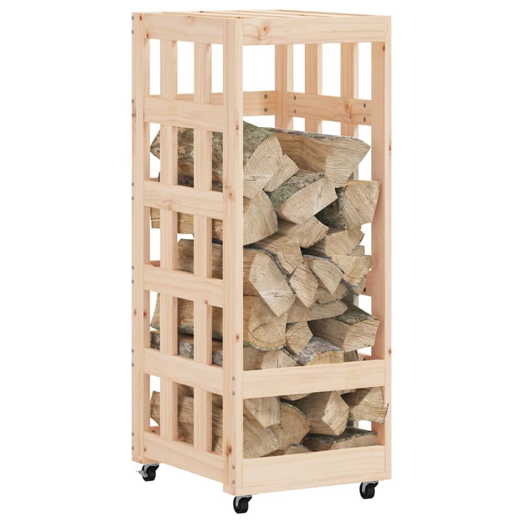 vidaXL Portalegna con Ruote 40x49x110 cm Legno Massello di Pino