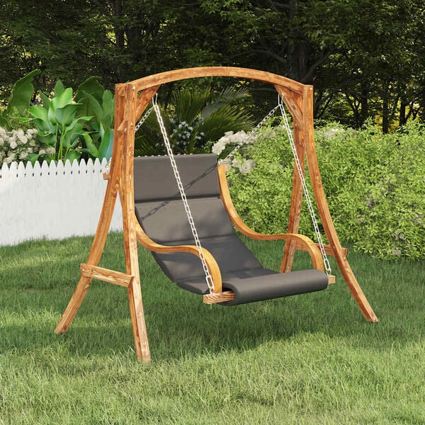 vidaXL Sedia a Dondolo Senza Telaio con Cuscino in Legno Curvato