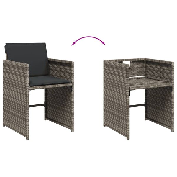 vidaXL Set da Pranzo da Giardino 5 pz con Cuscini in Polyrattan Grigio