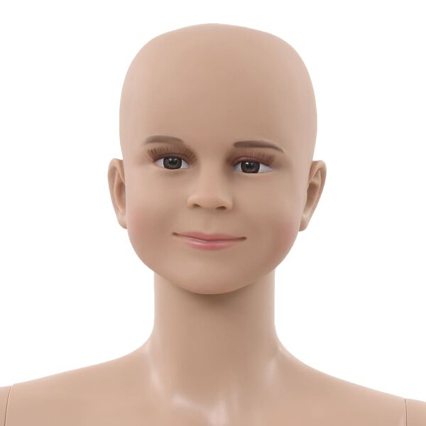 vidaXL Manichino Bambino Figura Intera Base in Vetro Beige 140 cm