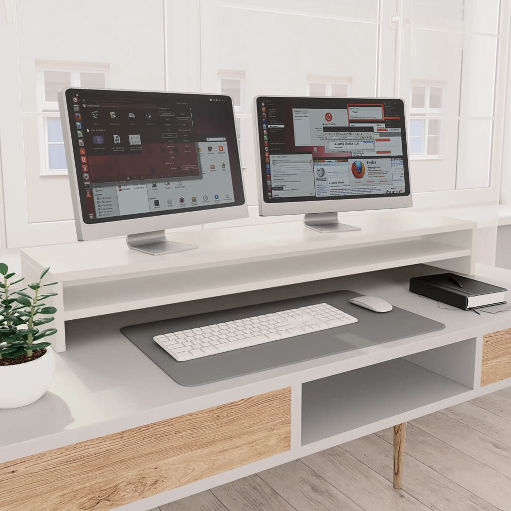 vidaXL Supporto per Monitor Bianco 100x24x13 cm in Legno Multistrato