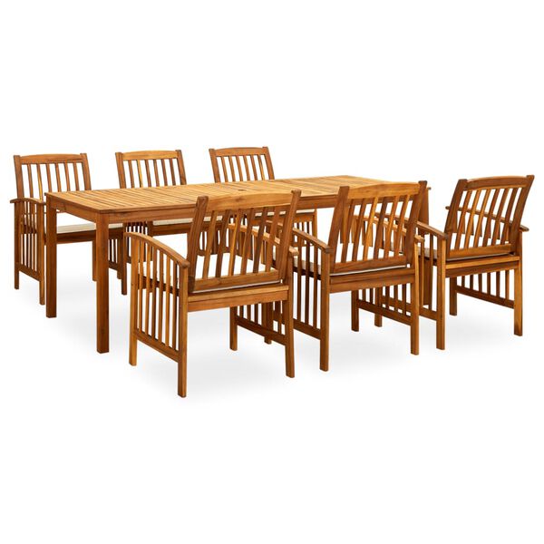 vidaXL Set da Pranzo da Giardino 7 pz con Cuscini Massello di Acacia
