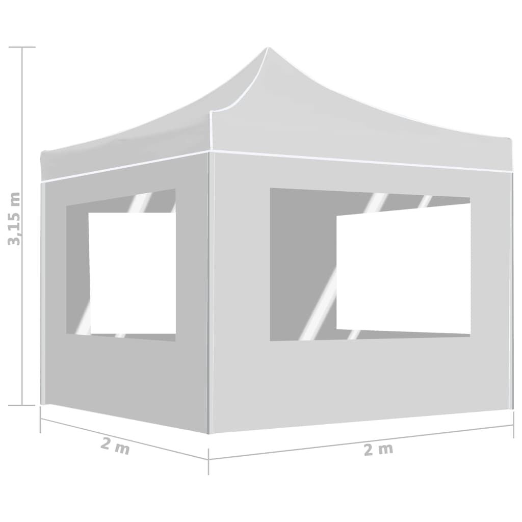 vidaXL Gazebo Pieghevole con Pareti Alluminio 2x2 m Bianco