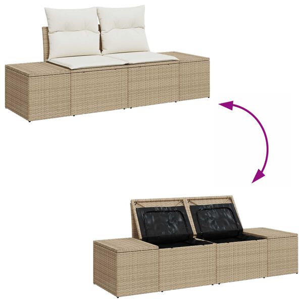 vidaXL Set divani da giardino 9 pezzi con cuscini beige in polyrattan