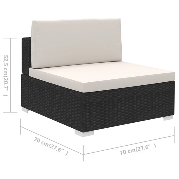 vidaXL Set Divani da Giardino 6 pz con Cuscini in Polyrattan Nero