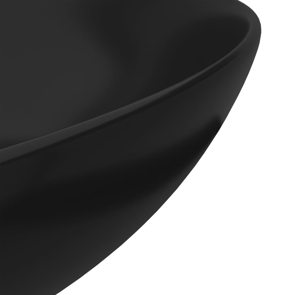 vidaXL Lavandino da Bagno in Ceramica Nero Opaco Rotondo