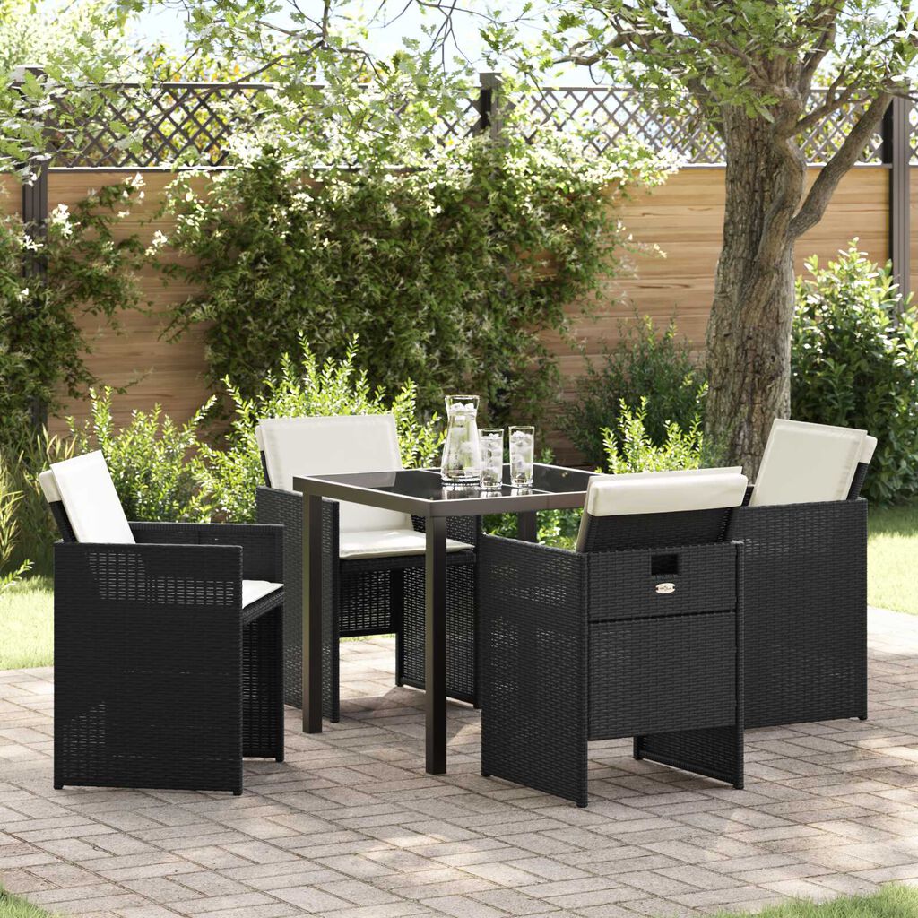 vidaXL Set da Pranzo da Giardino con Cuscini Beige in Polyrattan