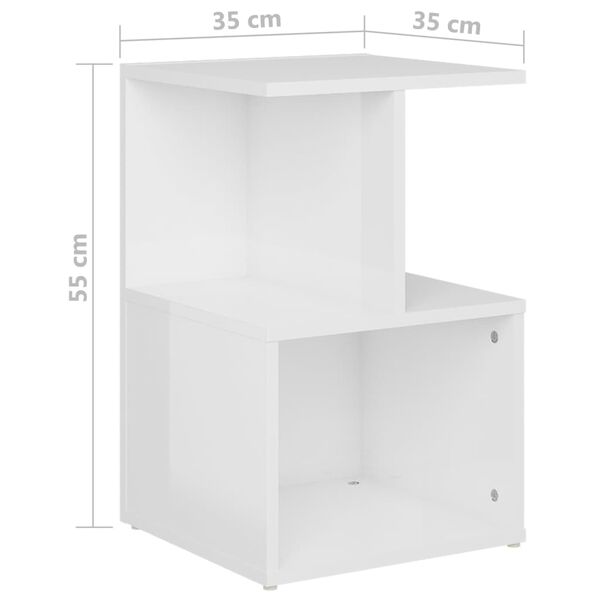 vidaXL Comodino Bianco Lucido 35x35x55 cm in Legno Multistrato