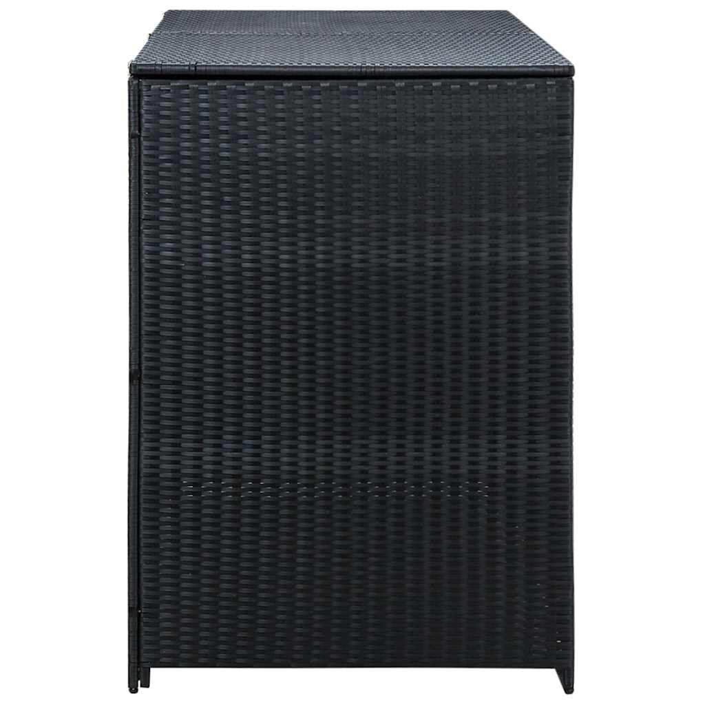 vidaXL Copribidone Doppio per Spazzatura Polyrattan Nero 148x80x111 cm