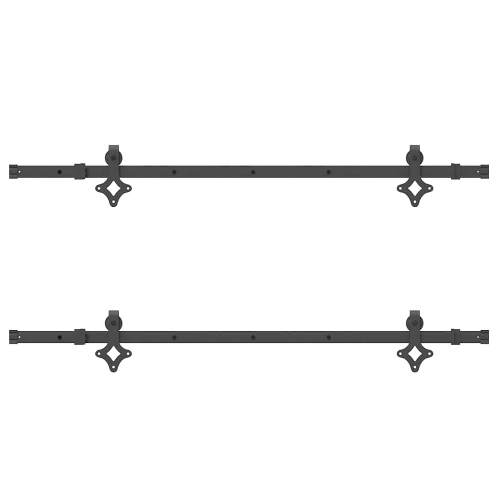 vidaXL Kit di Binari per Porte Scorrevoli 152,5 cm Acciaio Nero