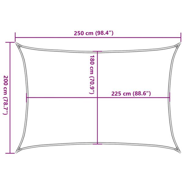 vidaXL Vela Parasole 160 g/m² Rettangolare Grigio Chiaro 2x2,5 m HDPE