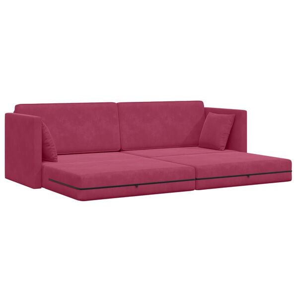 vidaXL Divano Letto a Terra 2-in-1 Rosso Vino 213x144x60 cm Velluto