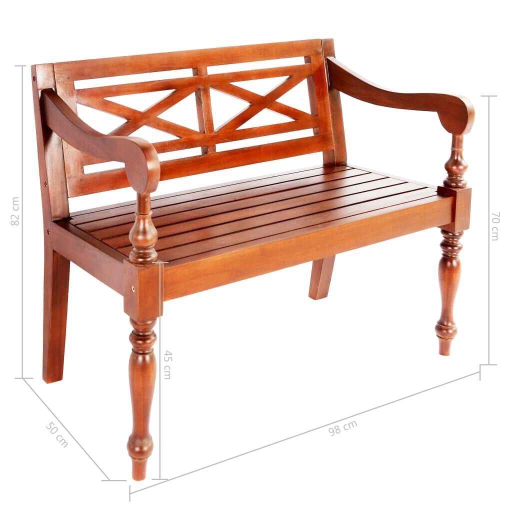 vidaXL Panchina Batavia 98 cm Legno Massello di Mogano Marrone Scuro