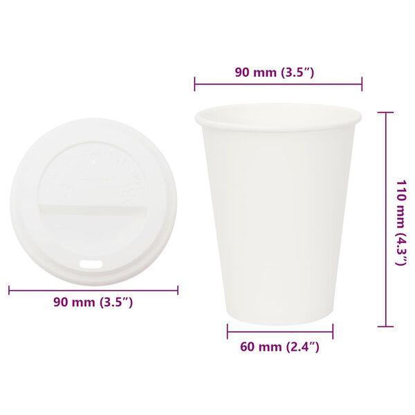 vidaXL Tazze da Caffè in Carta con Coperchi 1000 pz 12oz 300 ml