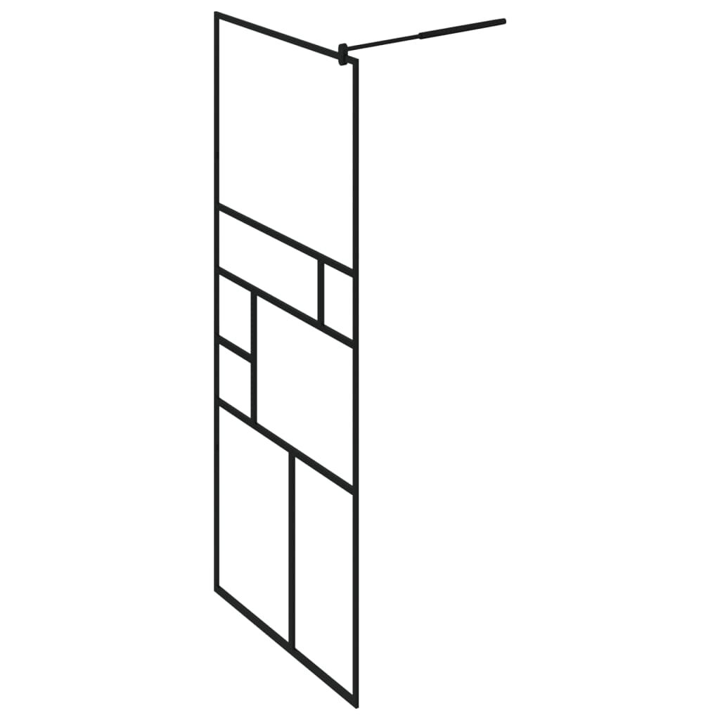 vidaXL Parete Doccia Walk in Mensola Nera 80x195cm Vetro ESG Alluminio