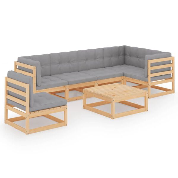 vidaXL Set Salotto Giardino 7 pz Cuscini Antracite Legno Massello Pino