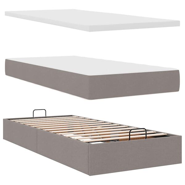 vidaXL Struttura Letto Pouf con Materassi Tortora 200x200 cm Tessuto