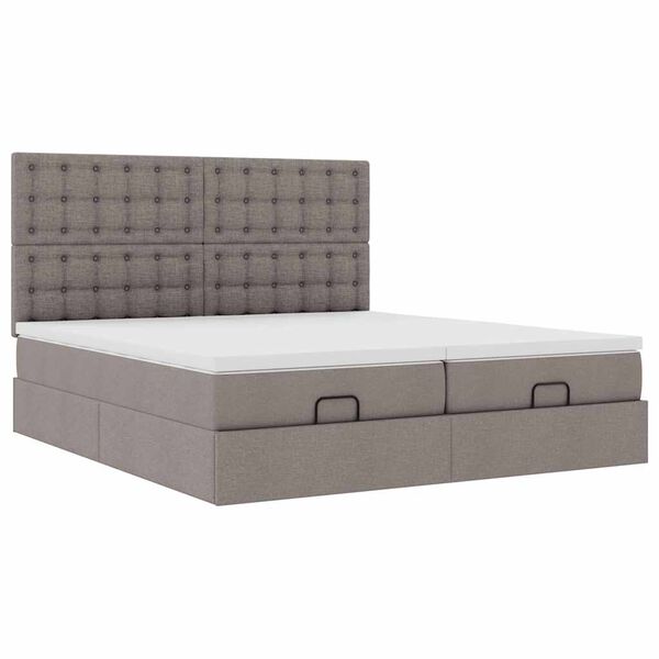 vidaXL Struttura Letto Pouf con Materassi Tortora 200x200 cm Tessuto