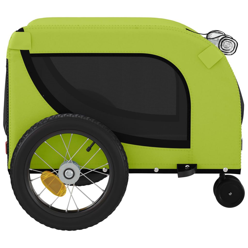 vidaXL Rimorchio da Bici per Animali Verde e Nero Oxford e Ferro