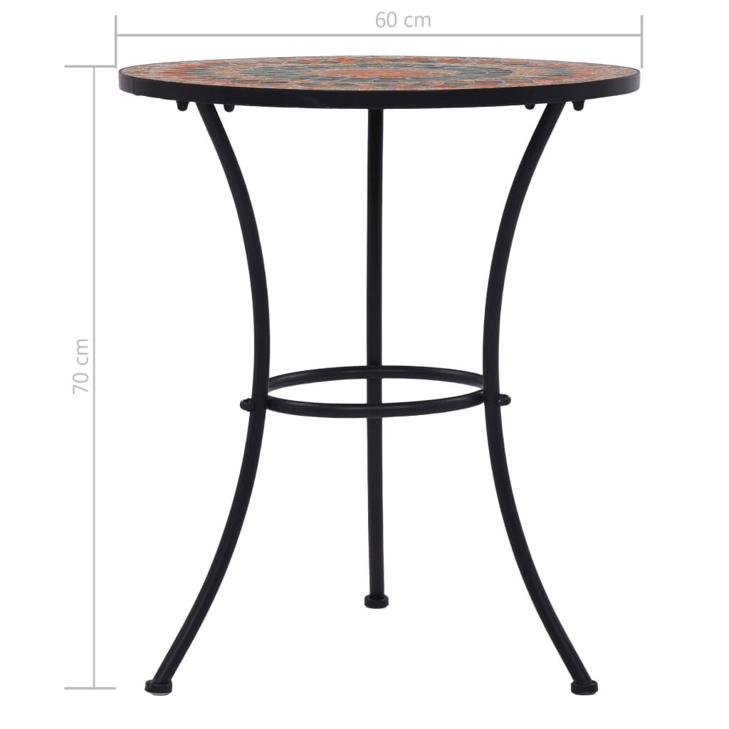 vidaXL Set Bistrò 3 pz con Mosaico in Ceramica Arancione/Grigio