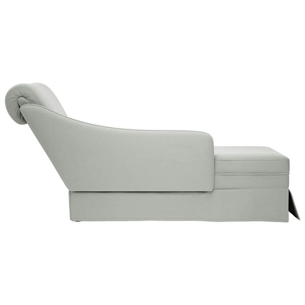 vidaXL Sdraio con Capezzale e Bracciolo Destro Velluto Grigio Chiaro