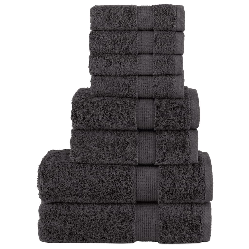 vidaXL Set ASciugamani SOLUND 8 pz Antracite 600 gsm