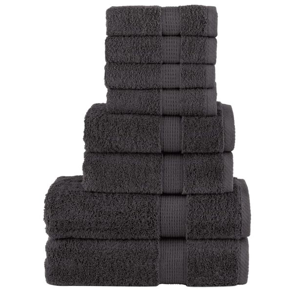 vidaXL Set ASciugamani SOLUND 8 pz Antracite 600 gsm