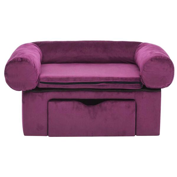 vidaXL Divano per Cani con Cassetto Borgogna 75x50x38 cm in Peluche