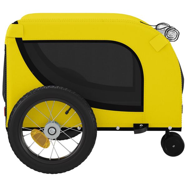 vidaXL Rimorchio da Bici per Animali Giallo e Nero Oxford e Ferro