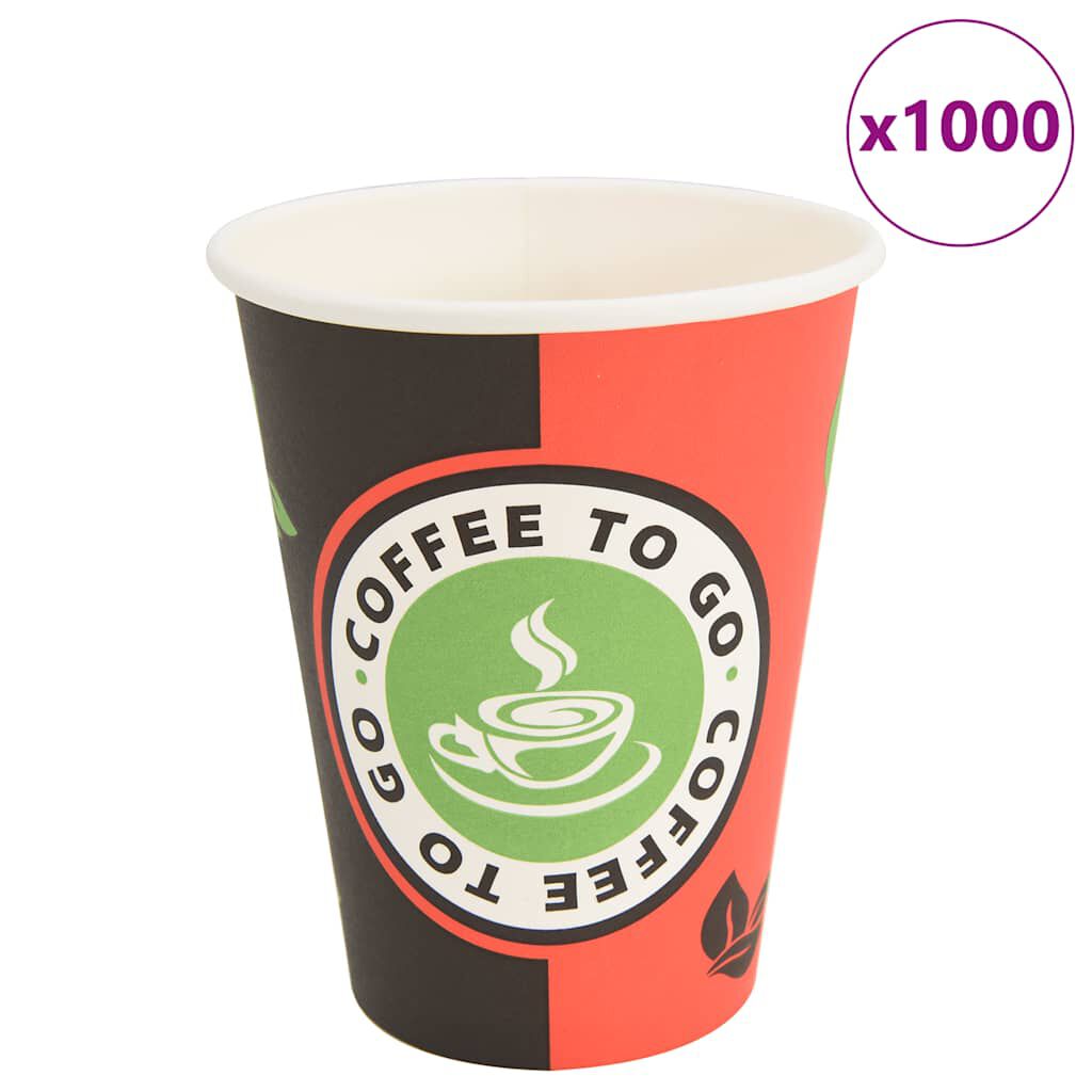 vidaXL Bicchieri da Caffè in Carta 1000 pz 12oz 300ml Rosso e Nero