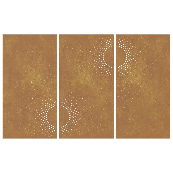 vidaXL Decorazioni Muro da Giardino 3 pz 105x55 cm Sole Acciaio Corten