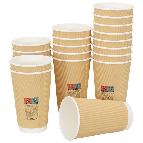 vidaXL Tazze da Caffè in Carta con Coperchi 1000 pz 16oz 400 ml