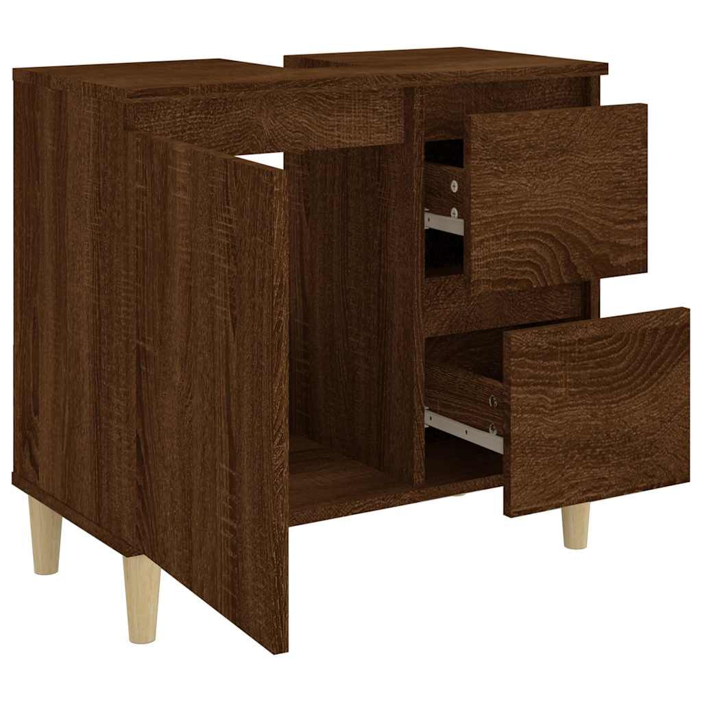 vidaXL Armadietto Bagno Rovere Marrone 65x33x60cm in Legno Multistrato