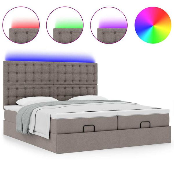 vidaXL Struttura Letto Pouf con Materassi Tortora 200x200 cm Tessuto